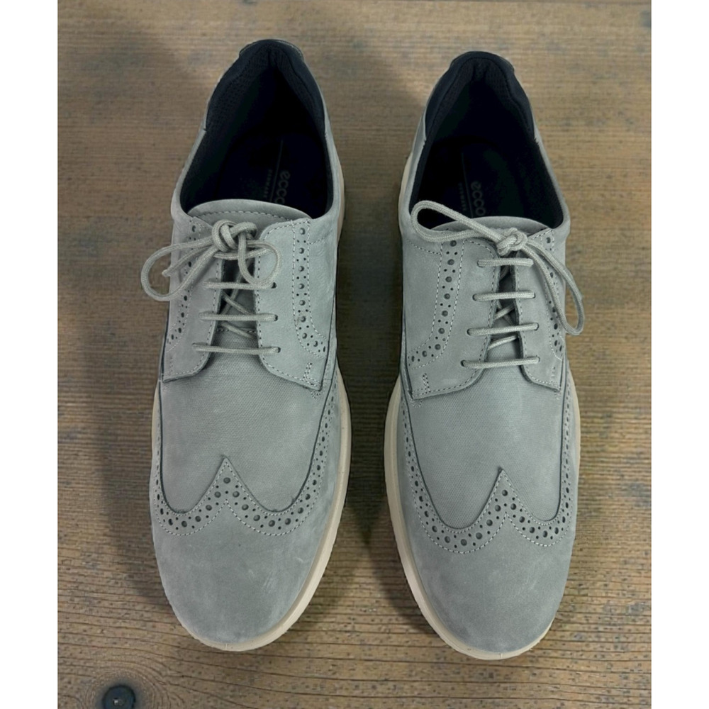 ECCO S Lite Hybrid Grey Oxford Wingtip Shoes Nubuck Brogue EU 45 Men's US 11 - Picture 16 of 16